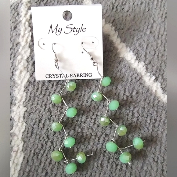 New Beaded Zig Zag Dangle Earrings - Picture 1 of 16